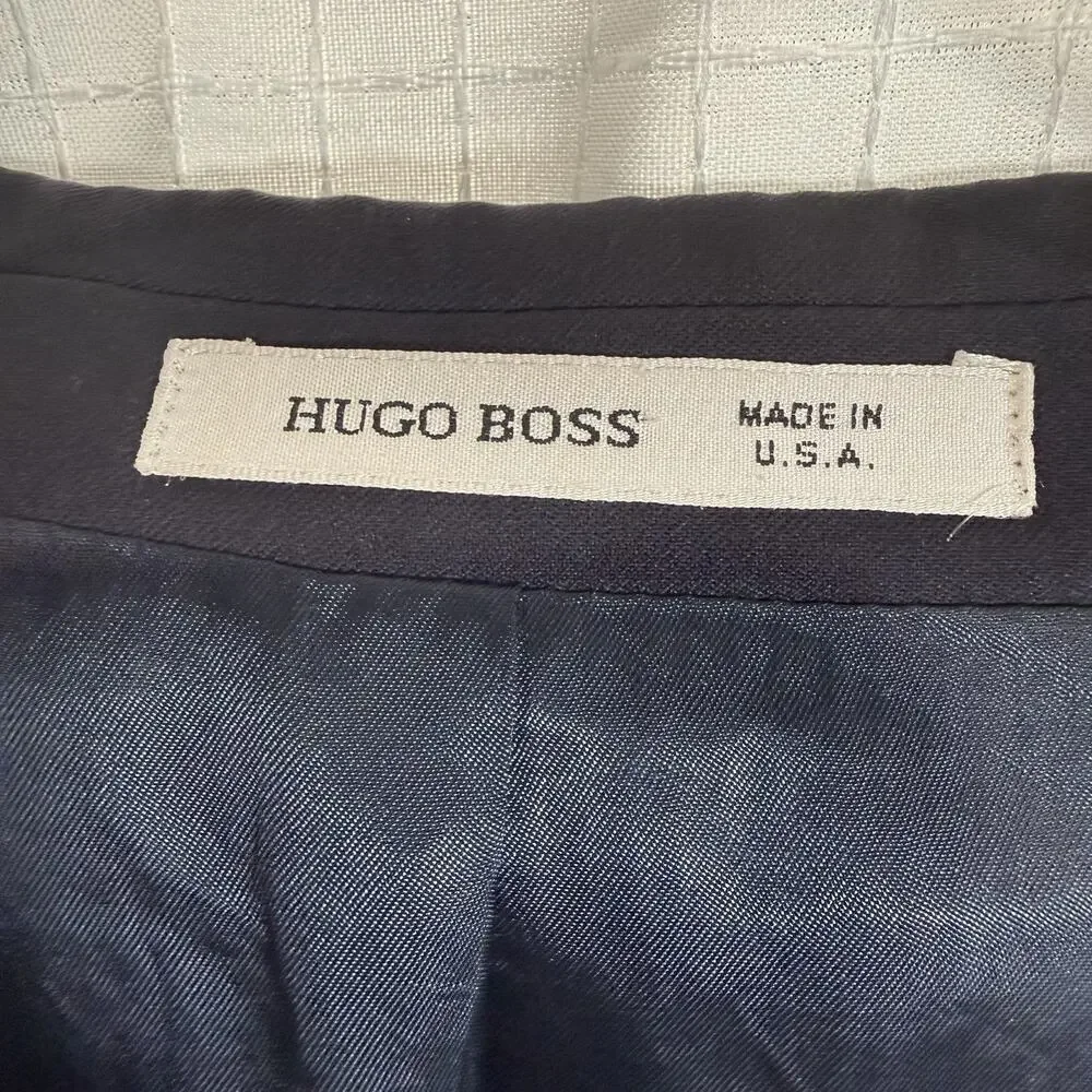 Hugo Boss Blazer Al Capone Chicago Mens 42R Blue Wool Dark Academia Preppy